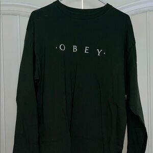 Obey Dark Green Graphic Long Sleeve Tee